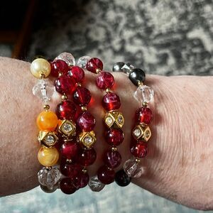 5 PCS Beaded Multicolored Bangles NWOT